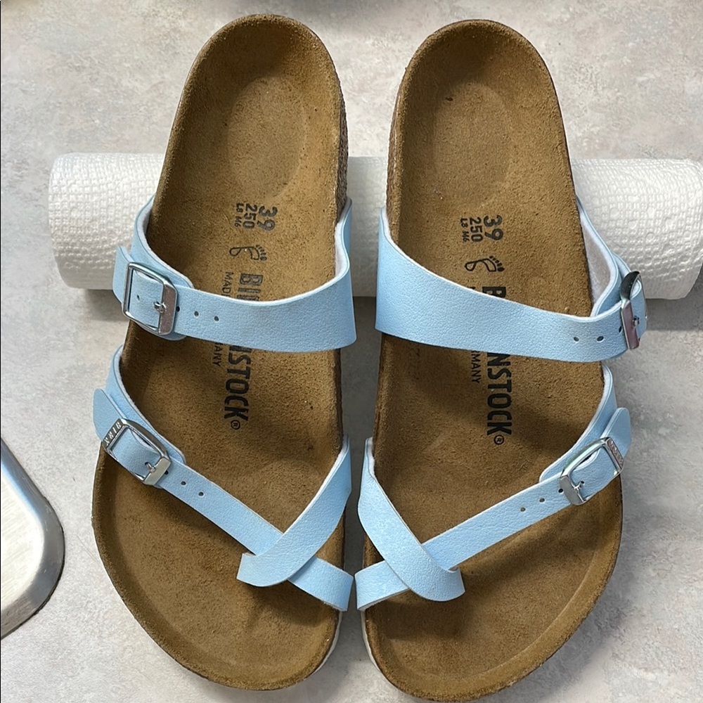 Birkenstock Sky Blue Cross-Strap Sandals